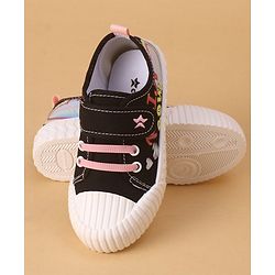 Cute Walk by Babyhug Casual Shoes with Velcro Closure Text Design - Black