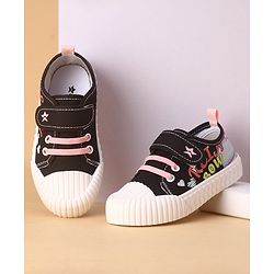 Cute Walk by Babyhug Casual Shoes with Velcro Closure Text Design - Black