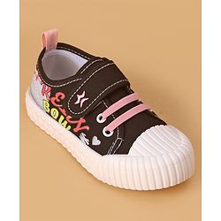 Cute Walk by Babyhug Casual Shoes with Velcro Closure Text Design - Black