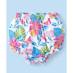 Babyhug 100% Cotton Knit Antibacterial Bloomers with Floral & Polka Dots Print  Pack of 3 - Pink Yellow & White