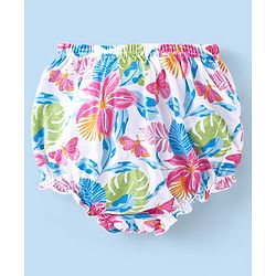 Babyhug 100% Cotton Knit Antibacterial Bloomers with Floral & Polka Dots Print  Pack of 3 - Pink Yellow & White