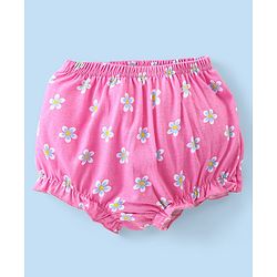 Babyhug 100% Cotton Knit Antibacterial Bloomers with Floral & Polka Dots Print  Pack of 3 - Pink Yellow & White