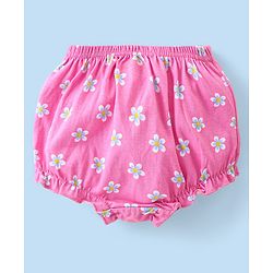 Babyhug 100% Cotton Knit Antibacterial Bloomers with Floral & Polka Dots Print  Pack of 3 - Pink Yellow & White
