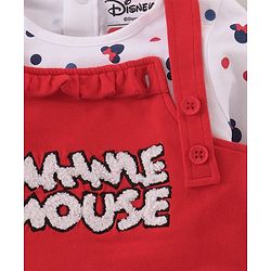 Babyhug Disney Single Jersey Knit Full Sleeves T-Shirt & Frock with Minnie Mouse Graphics - Red & White