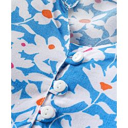 Babyhug Rayon Knit Full Sleeves Top With Floral Print - Blue