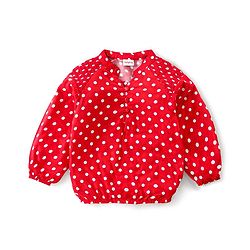 Babyhug Rayon Knit Full Sleeves Top With  Polka Dots Print - Red