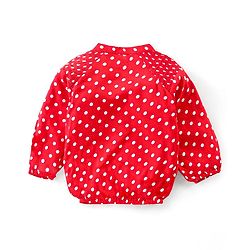 Babyhug Rayon Knit Full Sleeves Top With  Polka Dots Print - Red
