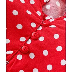 Babyhug Rayon Knit Full Sleeves Top With  Polka Dots Print - Red