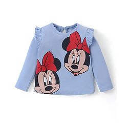 Babyhug Disney Cotton Knit Full Sleeves Tops with Frill Detailing & Minnie Mouse Print Pack of 3 - Multicolor