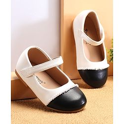 Cute Walk by Babyhug Ballerinas with Velcro Closure & Pearl Detailing - White & Black