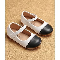 Cute Walk by Babyhug Ballerinas with Velcro Closure & Pearl Detailing - White & Black