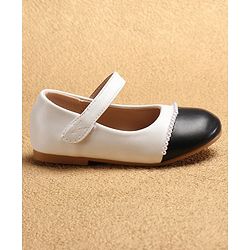 Cute Walk by Babyhug Ballerinas with Velcro Closure & Pearl Detailing - White & Black