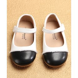 Cute Walk by Babyhug Ballerinas with Velcro Closure & Pearl Detailing - White & Black