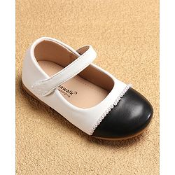 Cute Walk by Babyhug Ballerinas with Velcro Closure & Pearl Detailing - White & Black