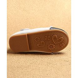Cute Walk by Babyhug Ballerinas with Velcro Closure & Pearl Detailing - White & Black
