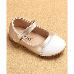 Cute Walk by Babyhug Ballerinas with Velcro Closure & Pearl Detailing - White & Golden