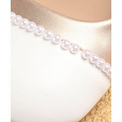 Cute Walk by Babyhug Ballerinas with Velcro Closure & Pearl Detailing - White & Golden