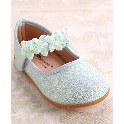 Cute Walk By Babyhug Ballerinas With Velcro Closure & Floral Applique - Green