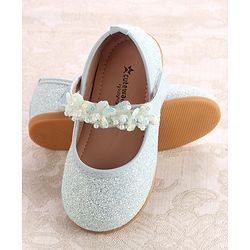 Cute Walk By Babyhug Ballerinas With Velcro Closure & Floral Applique - Green