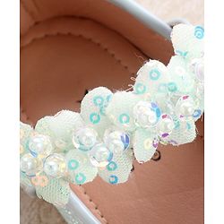 Cute Walk By Babyhug Ballerinas With Velcro Closure & Floral Applique - Green