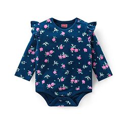 Babyhug 100% Cotton Interlock Knit Full Sleeves Onesies With Polka Dot & Floral Print Pack of 3 - Purple Green & Navy