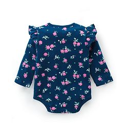 Babyhug 100% Cotton Interlock Knit Full Sleeves Onesies With Polka Dot & Floral Print Pack of 3 - Purple Green & Navy