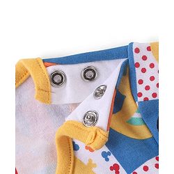 Babyhug Disney Cotton Knit Half Sleeves Onesie with Shorts Mickey Mouse Print - Multicolour