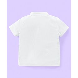 Babyhug Knit Half Sleeves Solid T-Shirt & Trouser with Attached Bow & Waist Coat- Light Blue