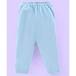 Babyhug Knit Half Sleeves Solid T-Shirt & Trouser with Attached Bow & Waist Coat- Light Blue