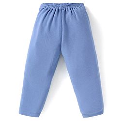 Babyhug Half Sleeves Solid Color T-Shirt & Bottom Set with Waistcoat & Bow Applique - Purple & Blue