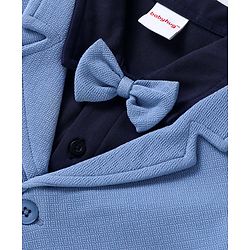 Babyhug Half Sleeves Solid Color T-Shirt & Bottom Set with Waistcoat & Bow Applique - Purple & Blue