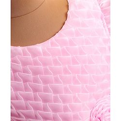 Babyhug Woven Frill Sleeves Solid Textured Dress with Bow Applique - Pink