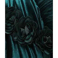 Babyhug Velvet Woven Full Sleeves Fit & Flared Party Frock with Floral Applique - Green