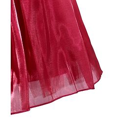Babyhug Woven Half Puffed Sleeves Fit & Flared Solid Party Frock with Floral Applique - Red