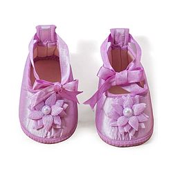 Babyhug  Woven Half Puffed Sleeves Fit & Flared Party Frock with Booties Floral Applique - Red
