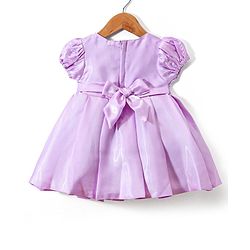 Babyhug  Woven Half Puffed Sleeves Solid Colour Party Frock with Floral Applique Lace Detailing & Pair of Booties - Sea Green