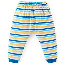 Babyhug 100% Cotton Full Sleeves Onesies with Leggings and Cap Mittens Booties Lion Print - Blue