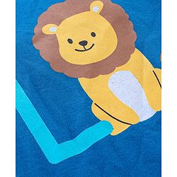 Babyhug 100% Cotton Full Sleeves Onesies with Leggings and Cap Mittens Booties Lion Print - Blue