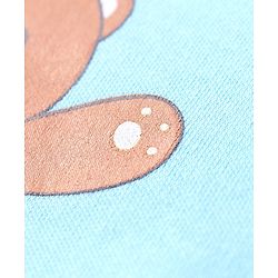 Babyhug 100% Cotton Knit Full Sleeves Teddy Printed Onesie with Leggings Cap Mitten & Booties - Multicolour