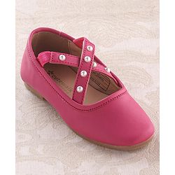 Cute Walk by Babyhug Slip On Ballerinas with Pear Detailing -  Dark Pink