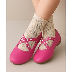Cute Walk by Babyhug Slip On Ballerinas with Pear Detailing -  Dark Pink