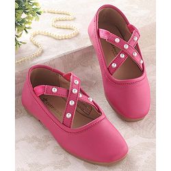 Cute Walk by Babyhug Slip On Ballerinas with Pear Detailing -  Dark Pink