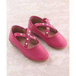 Cute Walk by Babyhug Slip On Ballerinas with Pear Detailing -  Dark Pink
