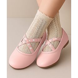 Cute Walk by Babyhug Slip On Ballerinas with Pear Detailing -  Dark Pink