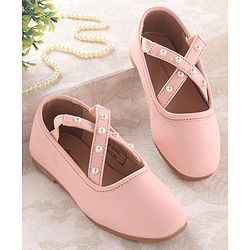 Cute Walk by Babyhug Slip On Ballerinas with Pear Detailing -  Dark Pink