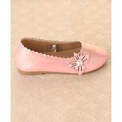 Cute Walk by Babyhug Slip On Ballerina With Pearl Applique -Pink