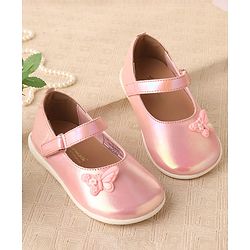 Cute Walk by Babyhug Ballerinas With Velcro Closure & Butterfly Applique - Pink