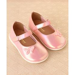 Cute Walk by Babyhug Ballerinas With Velcro Closure & Butterfly Applique - Pink