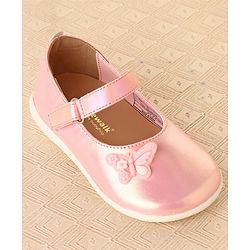 Cute Walk by Babyhug Ballerinas With Velcro Closure & Butterfly Applique - Pink