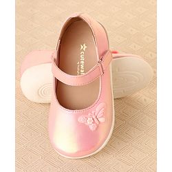 Cute Walk by Babyhug Ballerinas With Velcro Closure & Butterfly Applique - Pink